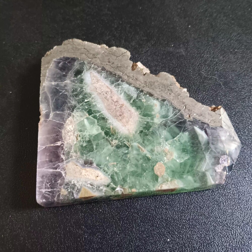 Florite Slab with Beautiful Pirite Inclusions